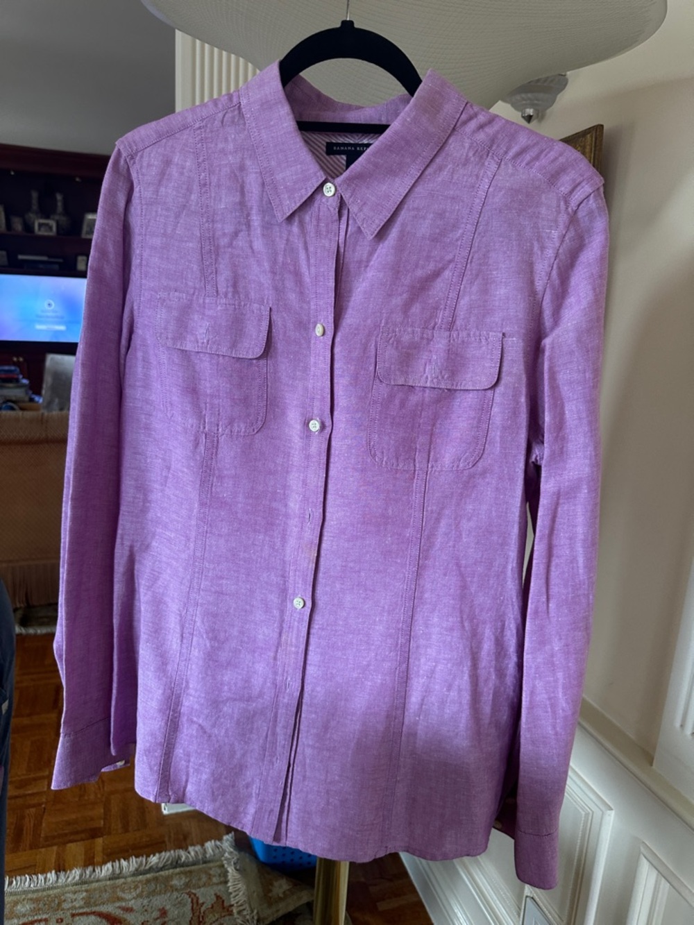 Banana Republic Lavender Button-Front Casual Shirt